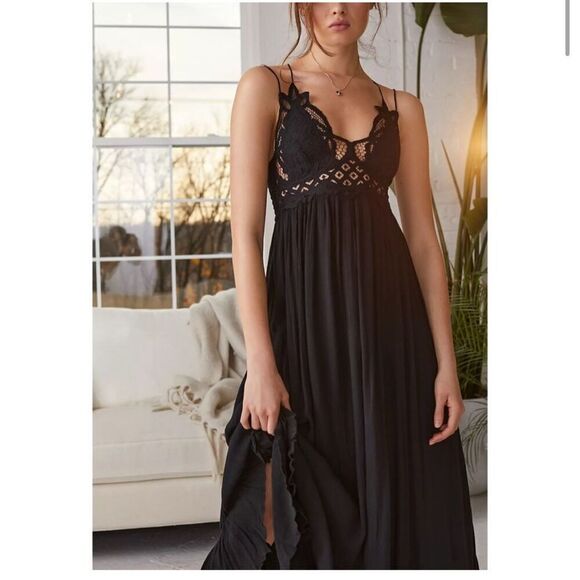 Free People Adella Maxi Dress - Lace Bodice, Cross straps open back – Excellent - Picture 5 of 12